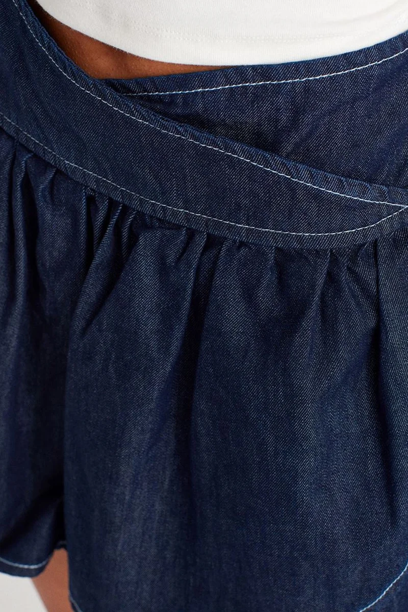 Dilvin Dark Blue Denim DILVIN High-Waist Denim Mini Skater Skirt for Women | Best Price UAE