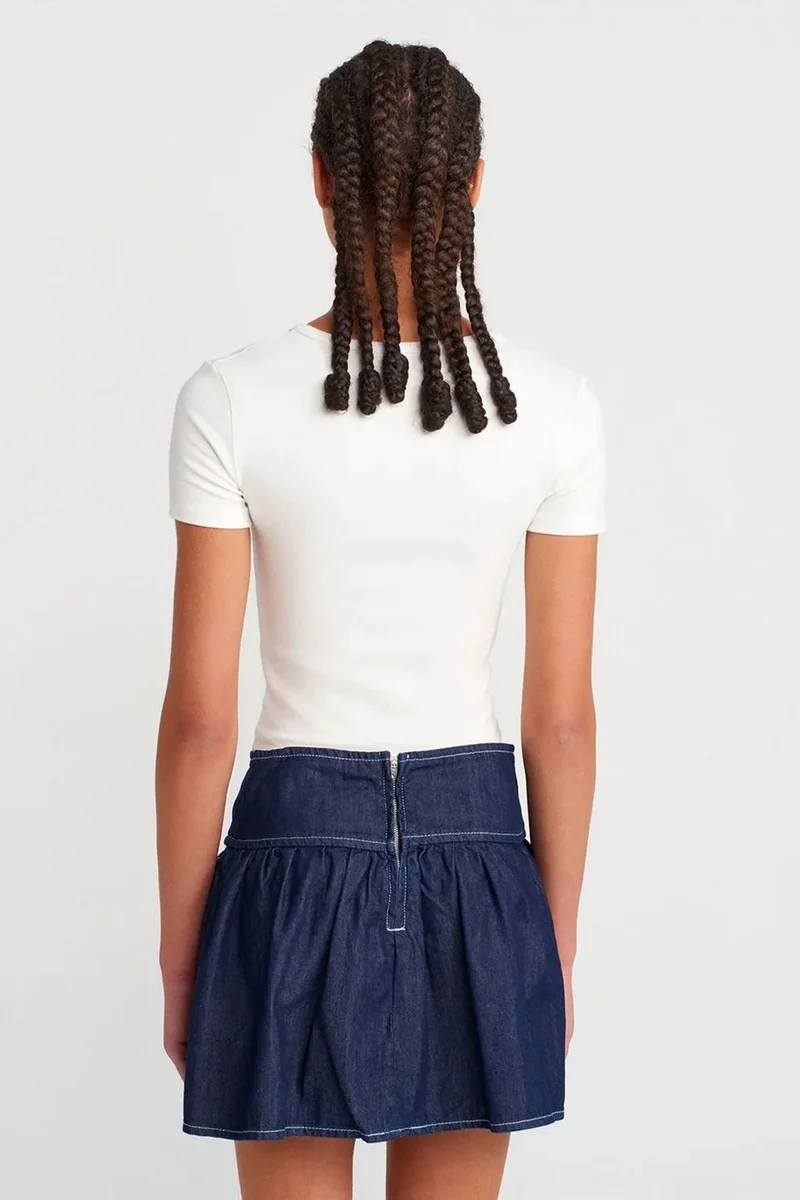 Dilvin Dark Blue Denim DILVIN High-Waist Denim Mini Skater Skirt for Women | Best Price UAE