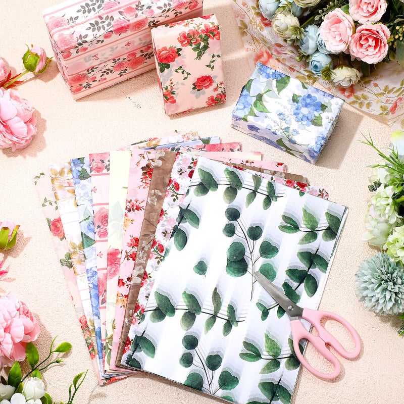 Honoson 90 Sheets Floral Tissue Paper Printed Flower DIY Art Craft Wrapping Paper for Gift Bags Bulk for Wedding Bridal Shower Birthday Party Favor Supplies Decoration, 19.7 x 13.8 Inch(Vivid) - Image 5