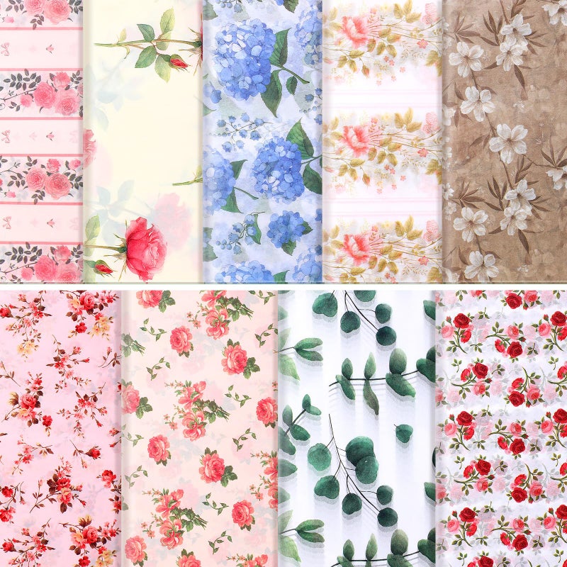 Honoson 90 Sheets Floral Tissue Paper Printed Flower DIY Art Craft Wrapping Paper for Gift Bags Bulk for Wedding Bridal Shower Birthday Party Favor Supplies Decoration, 19.7 x 13.8 Inch(Vivid) - Image 1