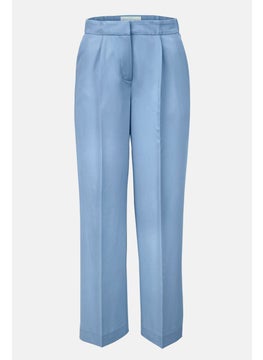 Tchibo Women Wide Leg Non Stretchable Trouser Pants, Light Blue  - Image 3