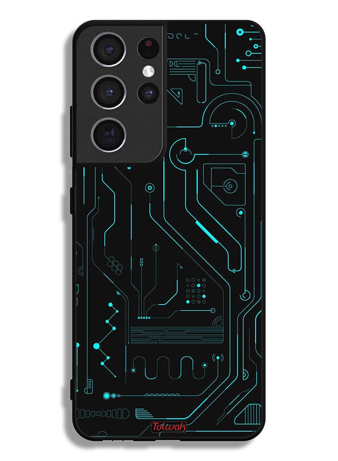 Tolwak غطاء حماية لهاتف Samsung Galaxy S21 Ultra 5G دوائر فنية رقمية بسيطة شاشات متعددة - Image 3