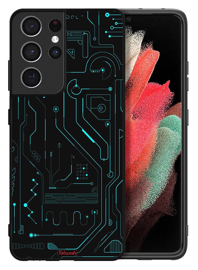 Tolwak غطاء حماية لهاتف Samsung Galaxy S21 Ultra 5G دوائر فنية رقمية بسيطة شاشات متعددة - Image 2