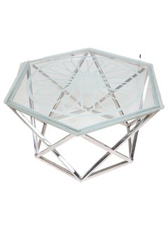RIGID Stainless Steel Coffee Table with Glass Top  45x43.5x43.5cm  - Image 2