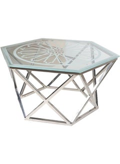 RIGID Stainless Steel Coffee Table with Glass Top  45x43.5x43.5cm  - Image 3