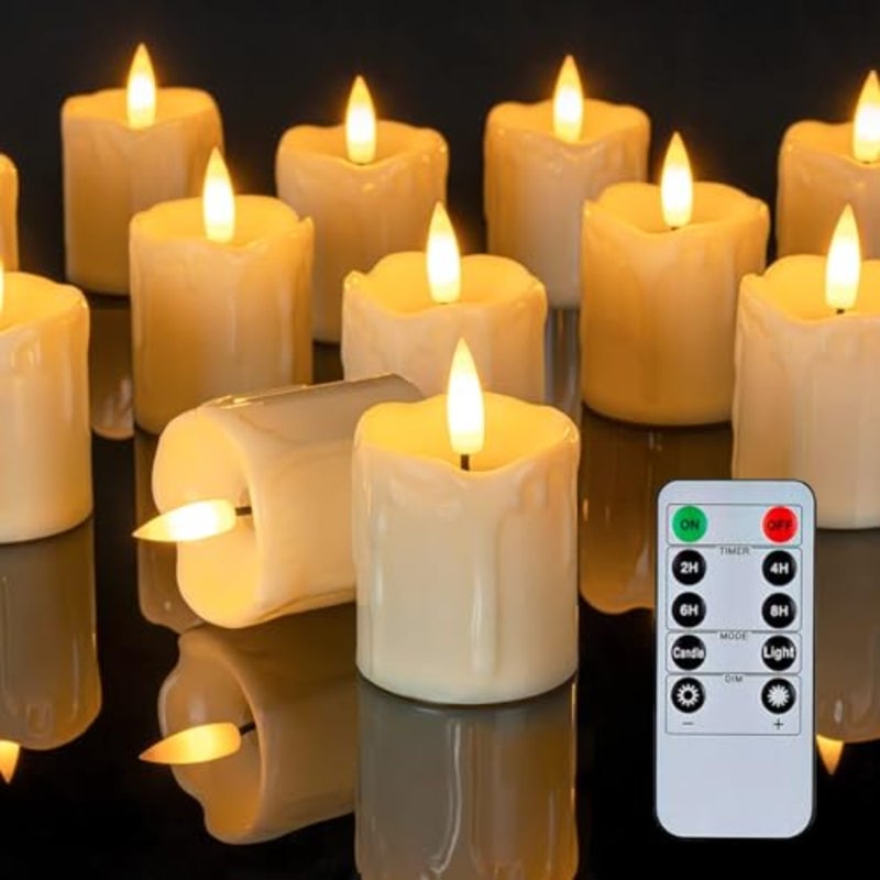 Diwali Festival Timer Remote Control Flameless Votive Tea Lights Candles 6 PCS Battery Operated Electric Fake Candles Warm Yellow LED Flame Effect For Wedding Home Party Halloween Decoration Indoor Outdoor Use - Image 1