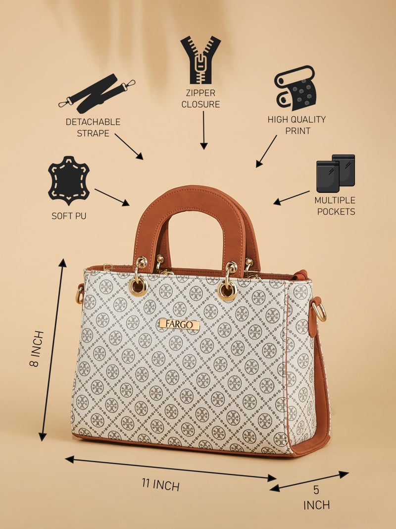 Fargo Canvas Leather Handbag (White) - Image 3