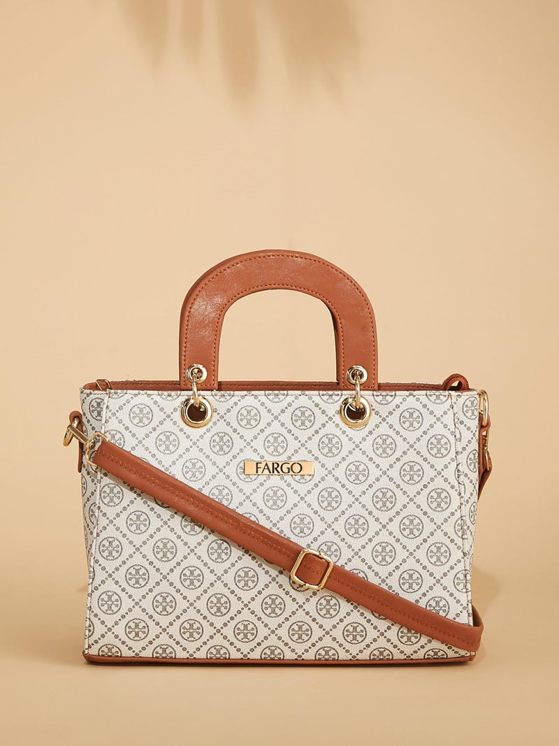 Fargo Canvas Leather Handbag (White) - Image 2