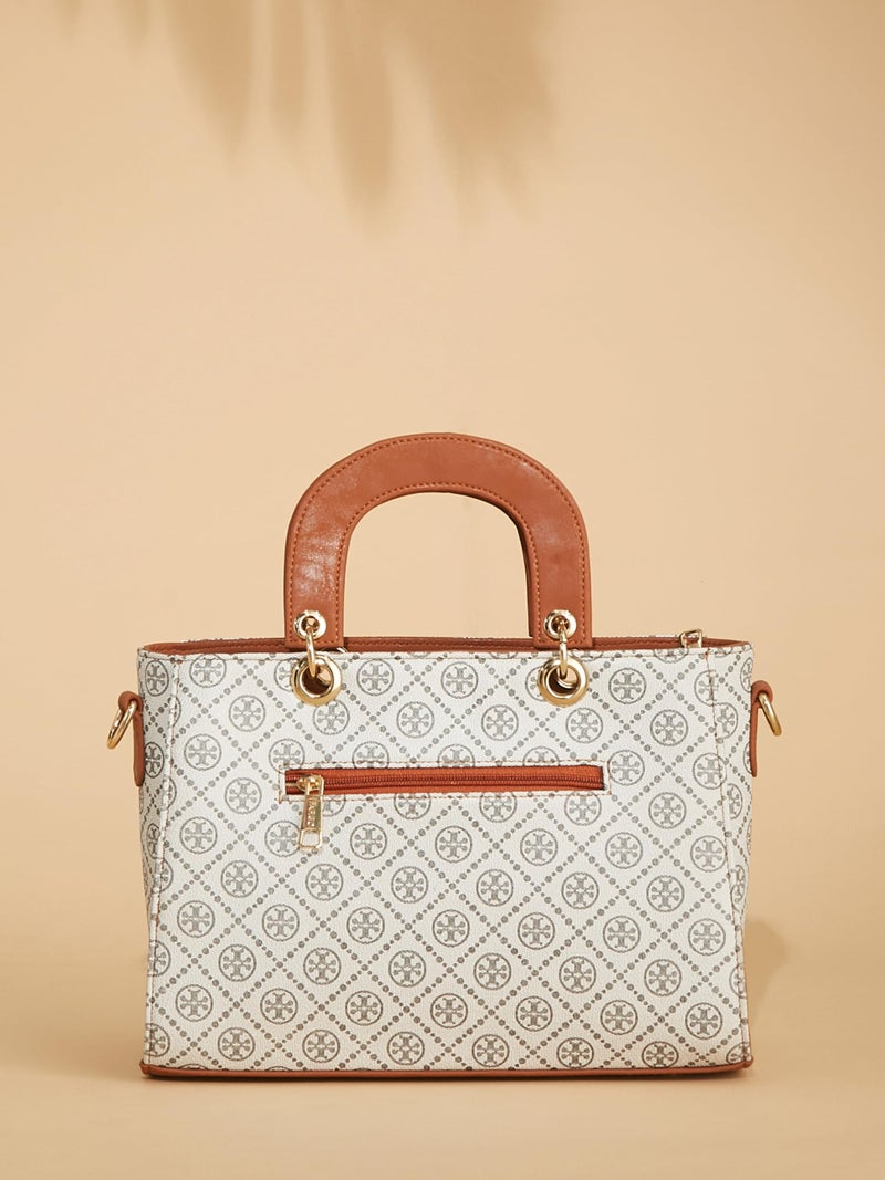 Fargo Canvas Leather Handbag (White) - Image 5