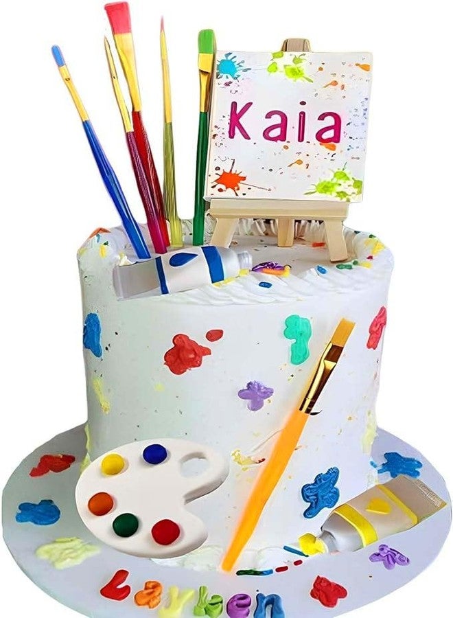 Qoadwem Art Paint Cake Toppers, Qoadwem Art Painting Cake Toppers Paint Cake Decorations With Paint Pen Pigment Plate Palette For Kids Birthday Artist Themed Cake Decor - Image 1
