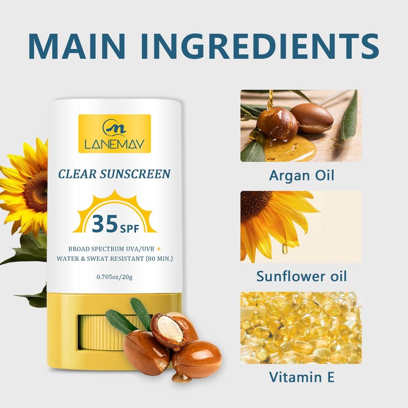 LANEMAY Clear Sunscreen SPF 35 - Gentle, Non-Greasy, Waterproof, Portable Skincare - Image 3