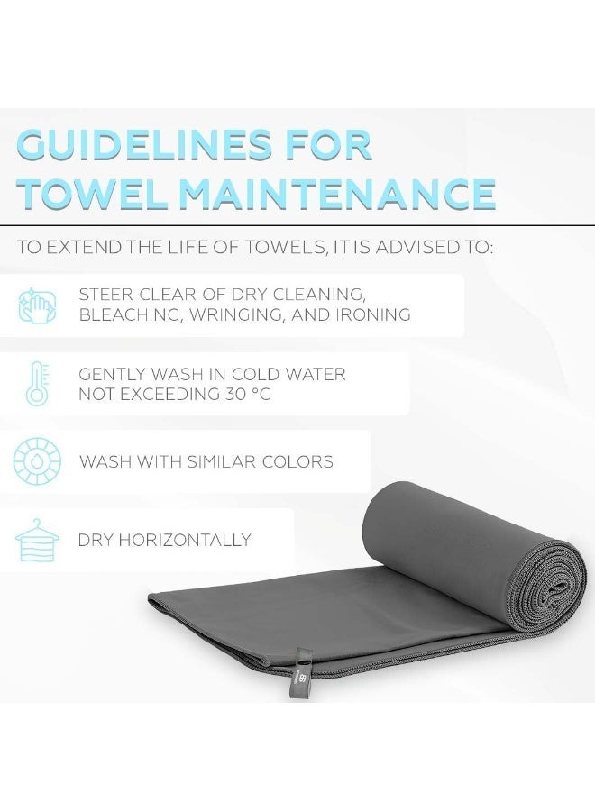 Bernessi 2 Pack Microfiber Gym Towels, 40 x 80 cm, Fast Drying & Absorbent Sweat Towels for Men & Women, Super Soft Quick Dry Towels for Fitness, Workout, Yoga, Swimming & Travel, Grey - Image 3