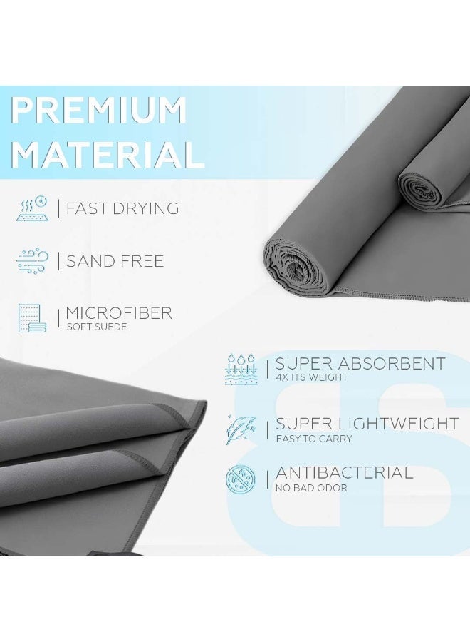 Bernessi 2 Pack Microfiber Gym Towels, 40 x 80 cm, Fast Drying & Absorbent Sweat Towels for Men & Women, Super Soft Quick Dry Towels for Fitness, Workout, Yoga, Swimming & Travel, Grey - Image 4