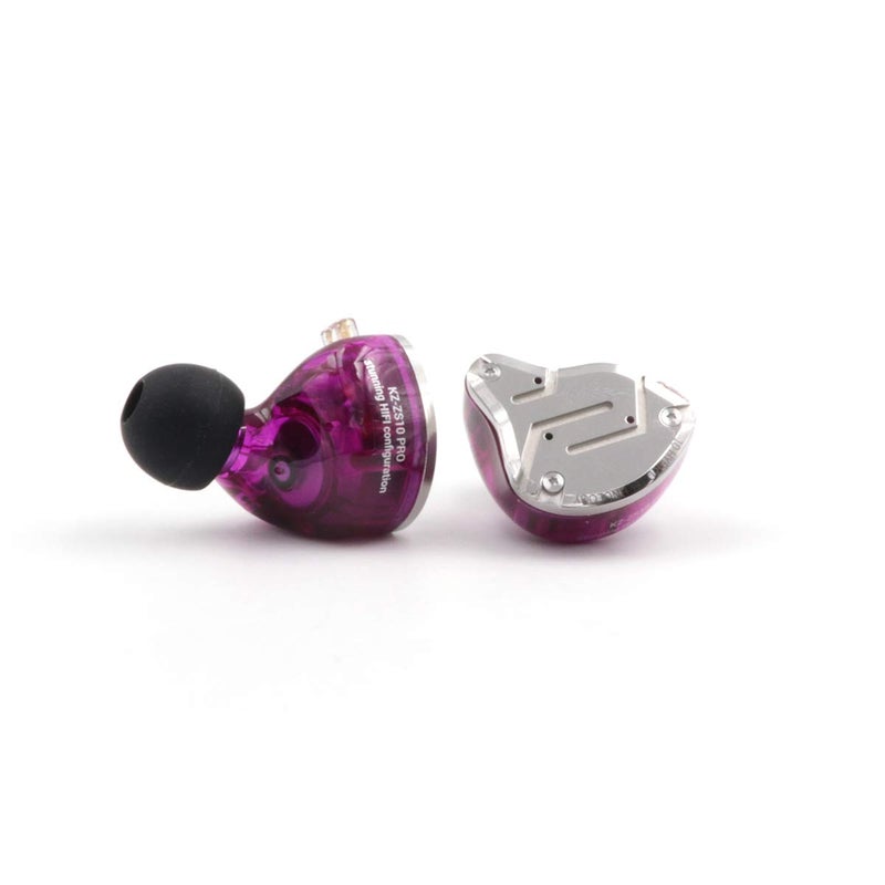 Linsoul KZ ZS10 Pro 4BA+1DD 5 Driver in-Ear HiFi Metal Earphones with Stainless Steel Faceplate, 2 Pin Detachable Cable (Without Mic, Purple) - Image 2