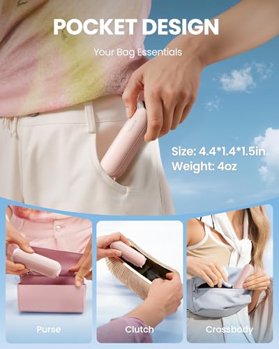 GAIATOP Portable Handheld Fan, 3 IN 1 Mini Foldable Travel Fans [17H Max Cooling Time] with Power Bank, Pocket Design USB Rechargeable for Travel Concert Lash Makeup, Summer Gifts for Women Girl, Pink - Image 2