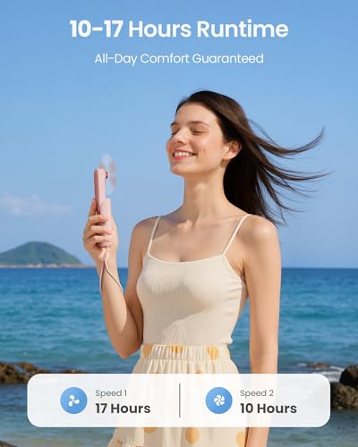 GAIATOP Portable Handheld Fan, 3 IN 1 Mini Foldable Travel Fans [17H Max Cooling Time] with Power Bank, Pocket Design USB Rechargeable for Travel Concert Lash Makeup, Summer Gifts for Women Girl, Pink - Image 3