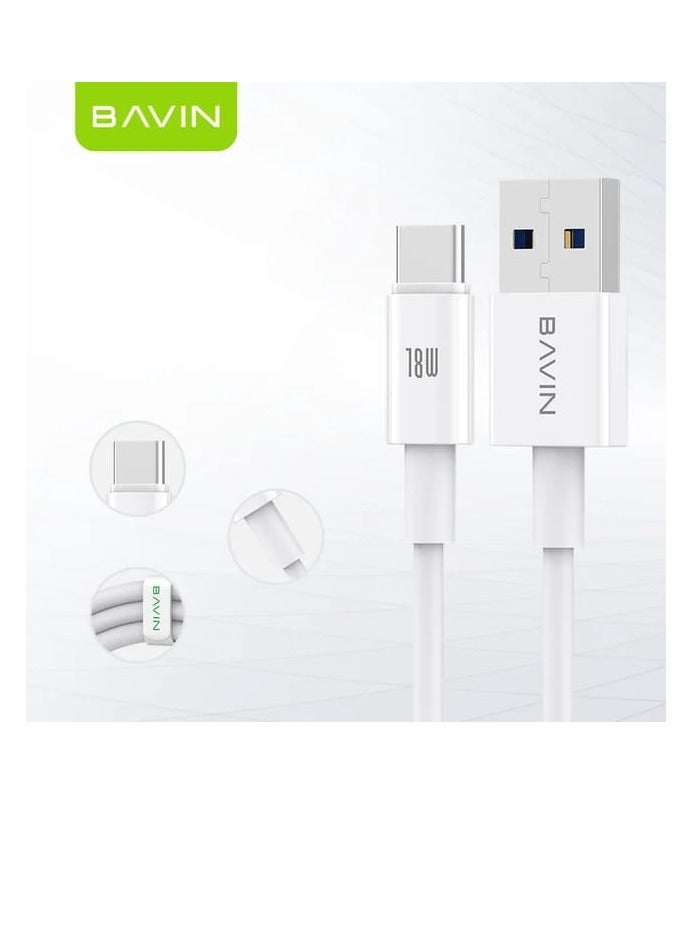 Bavin CB253 18W USB to Type-c Fast Charging Data Cable 2 Meter White - Image 2