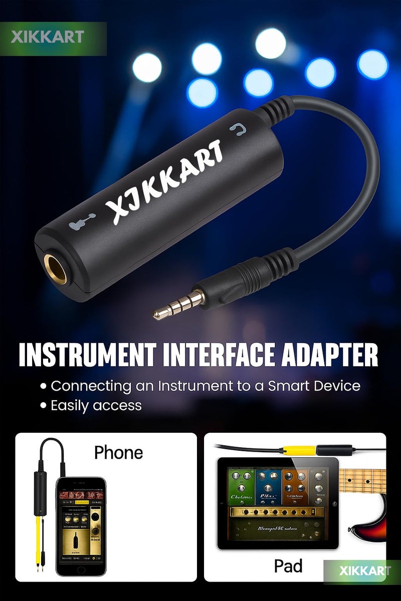 XIKKART Guitar Audio Interface Adapter | Portable Guitar to Phone Converter | Guitar Interface for iPhone, iPad, Android Smartphones & Tablets | Lightweight Audio Adapter for Recording (Audio Adapter) - Image 5