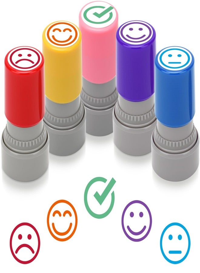 HEYTIMI 5 PCS Teacher Stamps for Classroom Self-Inking Rubber Behavior Stamps for Grading Cute Motivational Scoring Stamp Set for Homework Test Encouraging Students School Supplies(Style C Multicolor) - Image 1