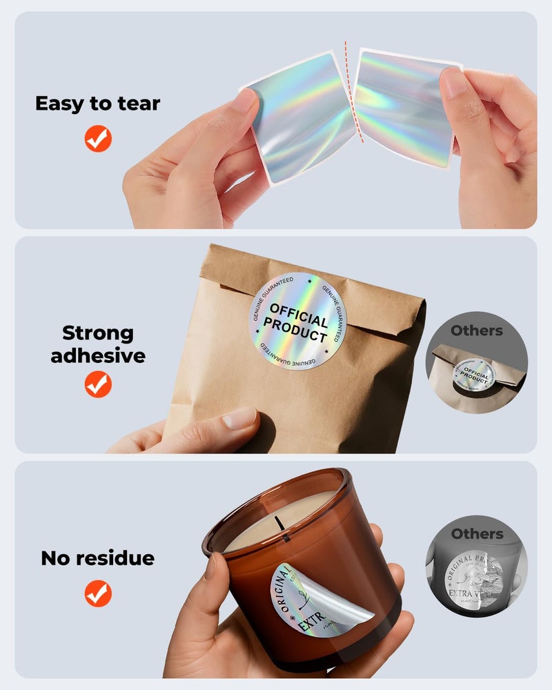 MUNBYN 2" Circle Holographic Thermal Labels, Round Printable Rainbow Glitter Thermal Printer Sticker Labels for Gift Wrapping, Self-Adhesive Name Price Tag DIY Custom Logo Design, 400 Sheets/1 Roll - Image 5