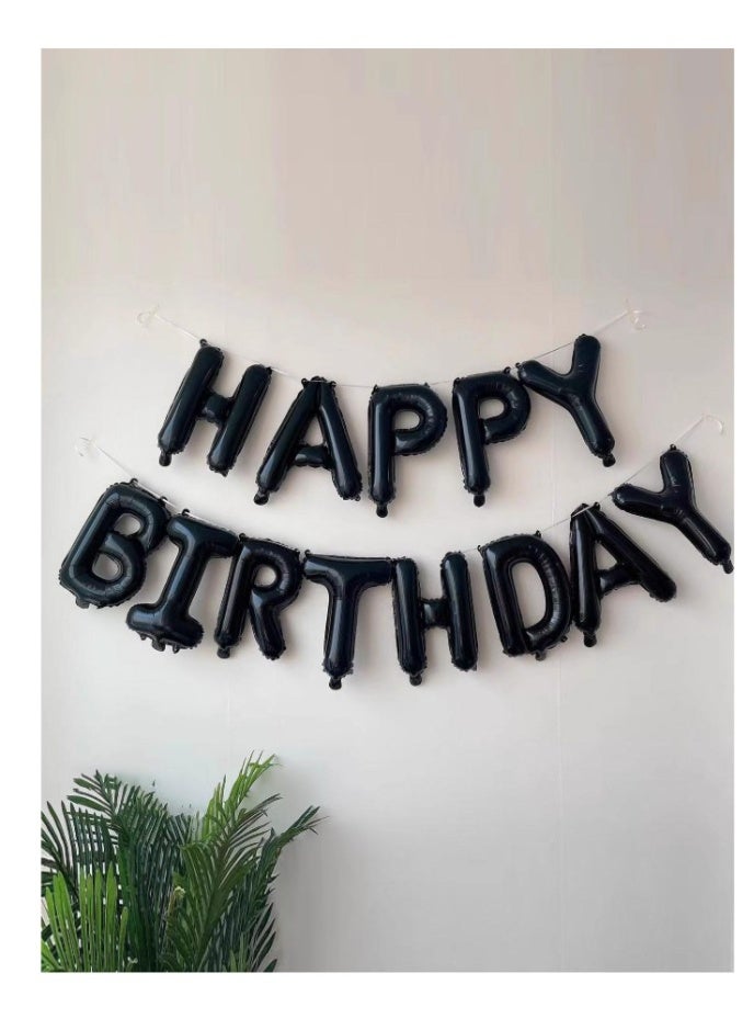 بالون حفلة عيد ميلاد أسود مع تصميم عيد ميلاد سعيد مكون من 13 حرفًا - Image 2
