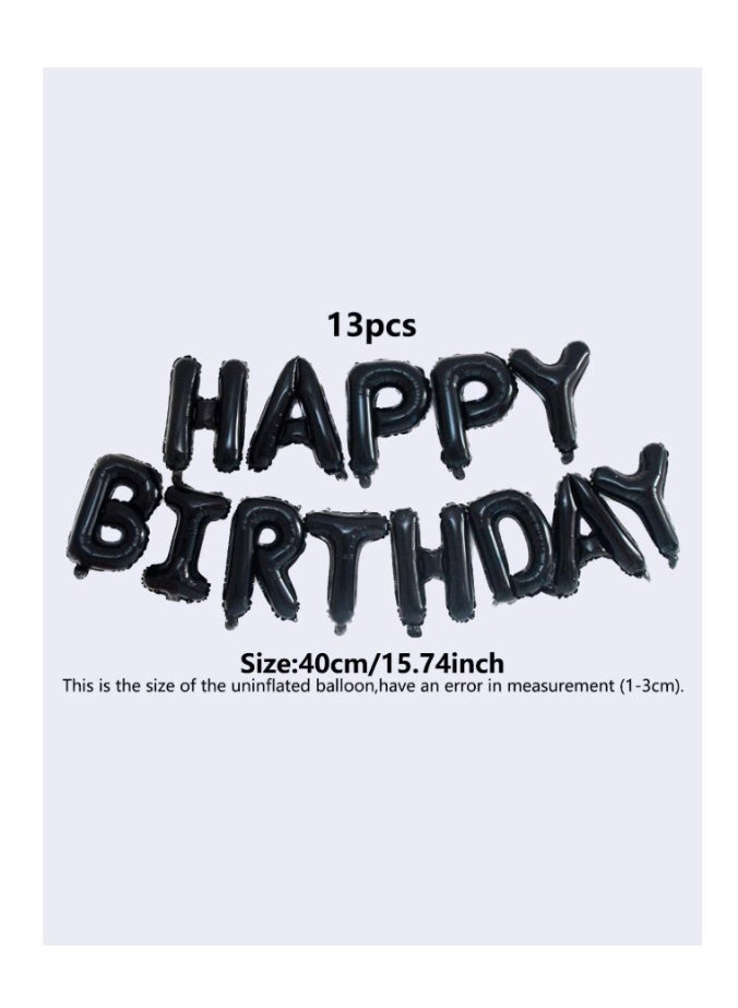 بالون حفلة عيد ميلاد أسود مع تصميم عيد ميلاد سعيد مكون من 13 حرفًا - Image 4