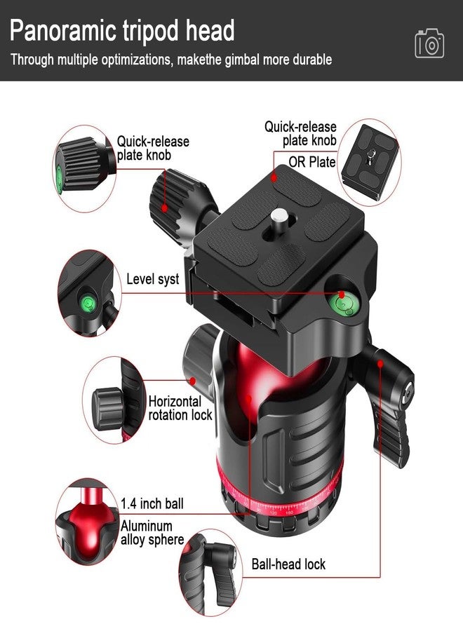 ZOMEi 173 cm/68 inch Camera Tripod Professional Aluminum Ball Head Tripod Outdoor Travel Monopod with Carry Bag Phone Holder Compatible with DSLR Binoculars Laser Telescope - Image 4