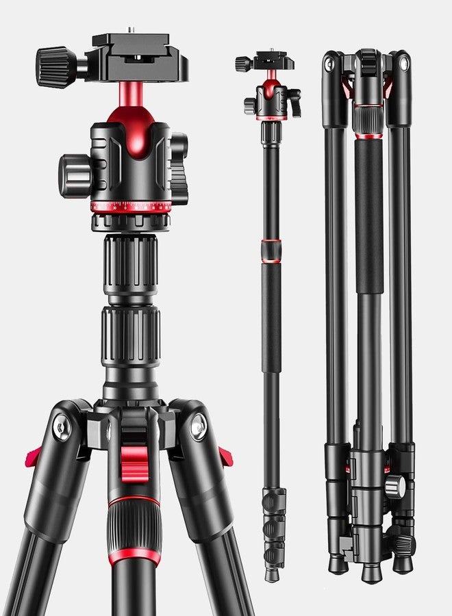 ZOMEi 173 cm/68 inch Camera Tripod Professional Aluminum Ball Head Tripod Outdoor Travel Monopod with Carry Bag Phone Holder Compatible with DSLR Binoculars Laser Telescope - Image 1