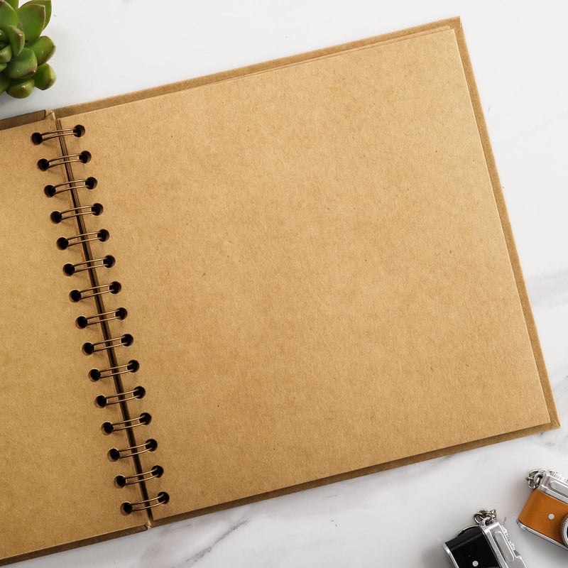 MEMOTOR Scrapbook 7 x 7 Inch DIY Photo Album, Memory Book for Parents and Kids, Hardcover Kraft Paper Brown 20 Sheets/ 40 Pages - Image 4