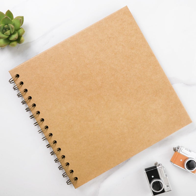 MEMOTOR Scrapbook 7 x 7 Inch DIY Photo Album, Memory Book for Parents and Kids, Hardcover Kraft Paper Brown 20 Sheets/ 40 Pages - Image 1