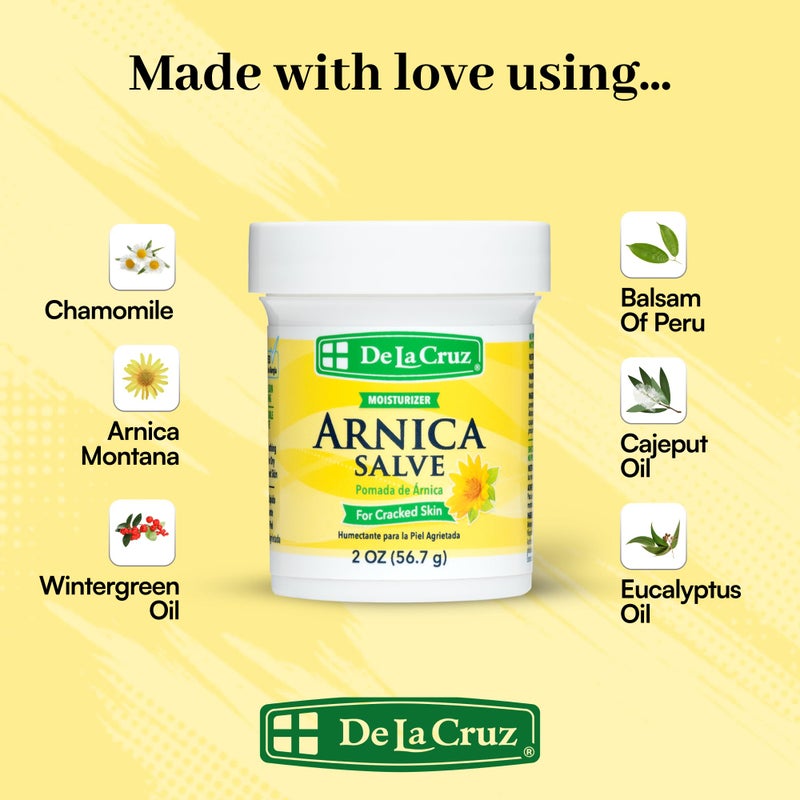 De La Cruz Arnica Salve - Foot Cream for Dry Cracked Heels and Feet - Moisturizing Hand Salve for Dried Hands - 24 Hour Moisture Foot Cream for Dry Cracked Feet and Rough Skin - (2 Ounces) - Image 2