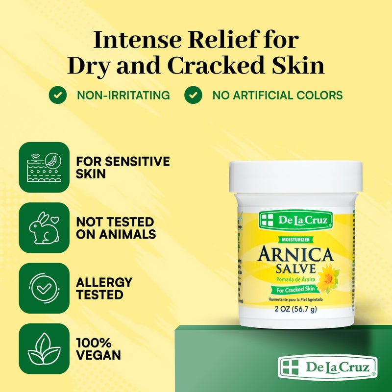 De La Cruz Arnica Salve - Foot Cream for Dry Cracked Heels and Feet - Moisturizing Hand Salve for Dried Hands - 24 Hour Moisture Foot Cream for Dry Cracked Feet and Rough Skin - (2 Ounces) - Image 3