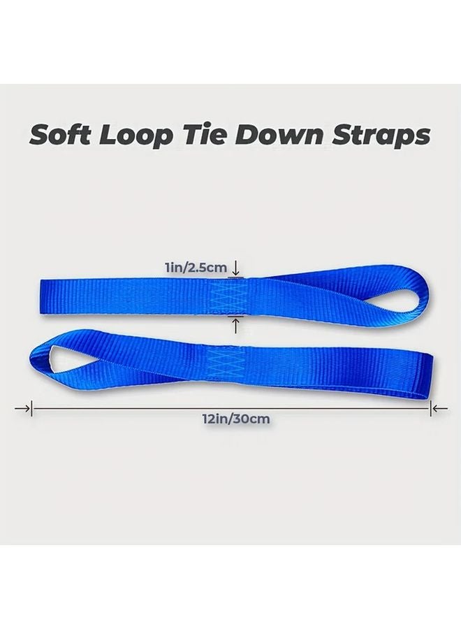 Blue 4pcs Soft Loop Tie Down Straps 12x1 Inch Adjustable Webbing for Motorcycles Kayaks Bikes - Image 4