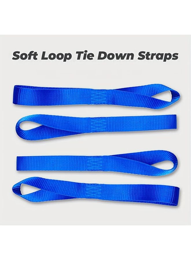 Blue 4pcs Soft Loop Tie Down Straps 12x1 Inch Adjustable Webbing for Motorcycles Kayaks Bikes - Image 2