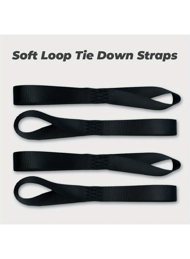 Blue 4pcs Soft Loop Tie Down Straps 12x1 Inch Adjustable Webbing for Motorcycles Kayaks Bikes - Image 3