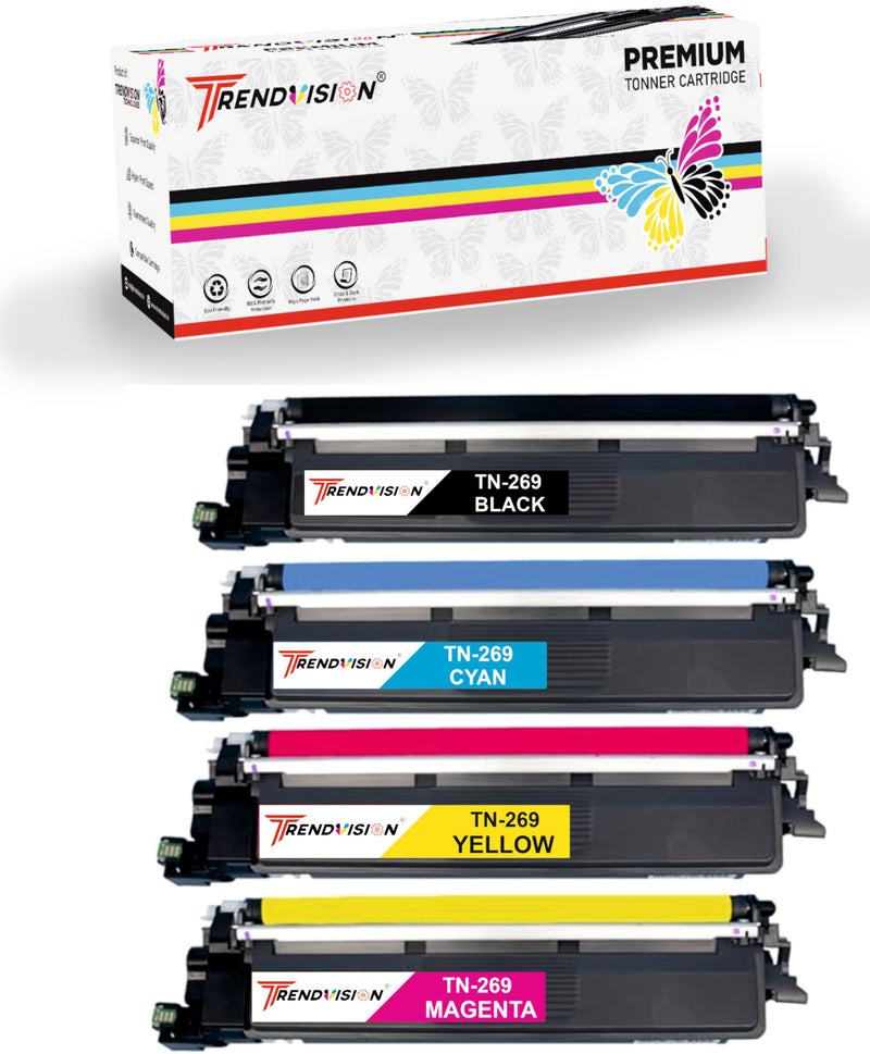 Trendvision TN269 Color Combo Toner Cartridge Compatible with Brother HL-L3220CDW, HL-L3240CDW, HL-L3280CDW, DCP-L3520CDW, DCP-L3560CDW, MFC-L3760CDW, MFC-L3780CDW,MFC-L8340CDW,MFC-L8390CDW - Image 1