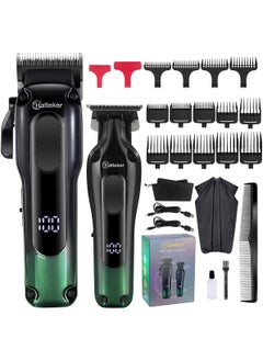 Hatteker Hatteker Hair Clippers for Men Professional,Clippers and Trimmers Set T-Blade Barber Clippers Set Cordless Clippers Grooming Kit Rechargeable Beard Trimmers Type C Barbers Haircut Kit Green 