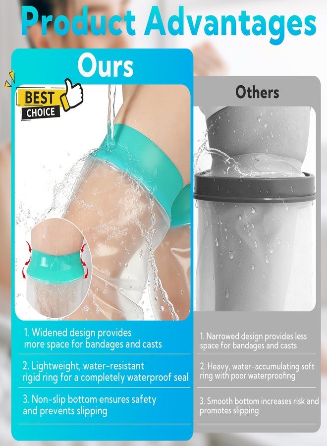 VZZNN Cast Covers for Shower Leg, 2 Pack Waterproof Leg Cast Cover for Showering, Reusable Shower Sleeve for Leg Cast Wound Protector, Watertight Adult Cast Protector for Calf, Ankle, Wound - Image 2