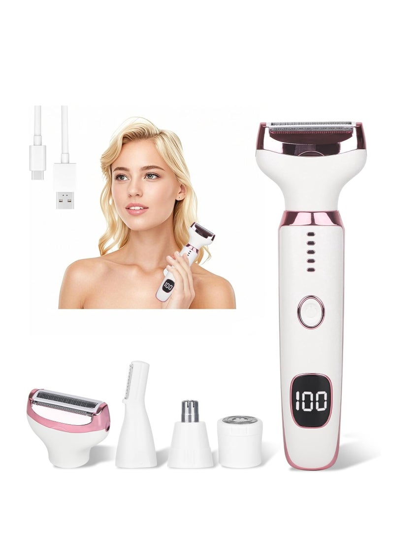 general Electric Razor for Women Men,4 in 1 Painless Ladies Wet & Dry Body Razors and Facial Hair Remover,Rechargeable Led Display Hair Removal Kit for Nose Face Body Leg Bikini Arm Hair - Image 1