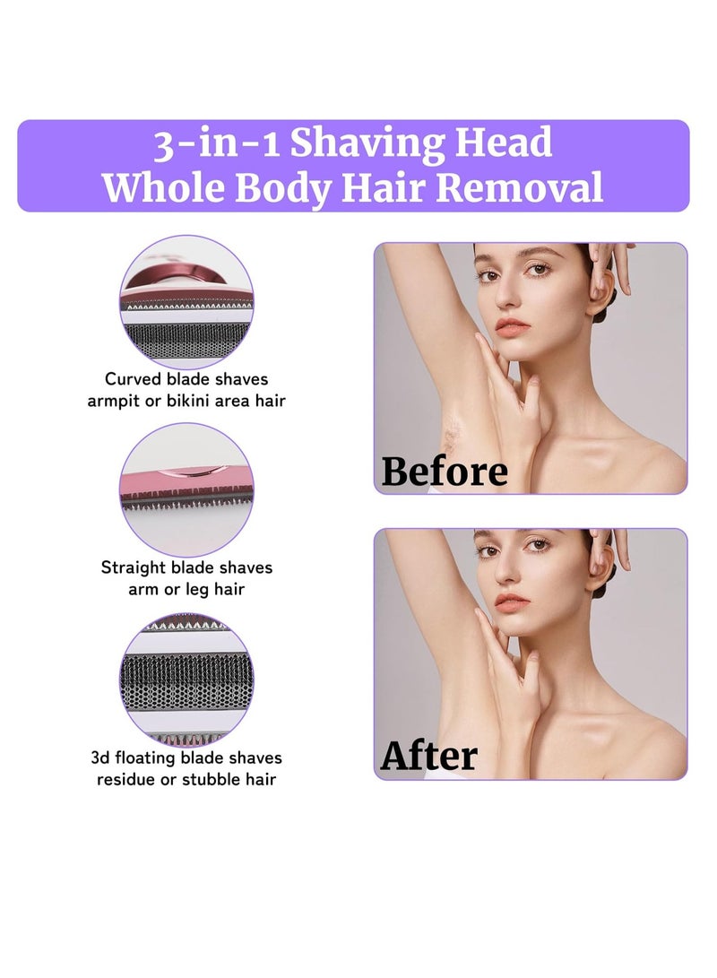 general Electric Razor for Women Men,4 in 1 Painless Ladies Wet & Dry Body Razors and Facial Hair Remover,Rechargeable Led Display Hair Removal Kit for Nose Face Body Leg Bikini Arm Hair - Image 3