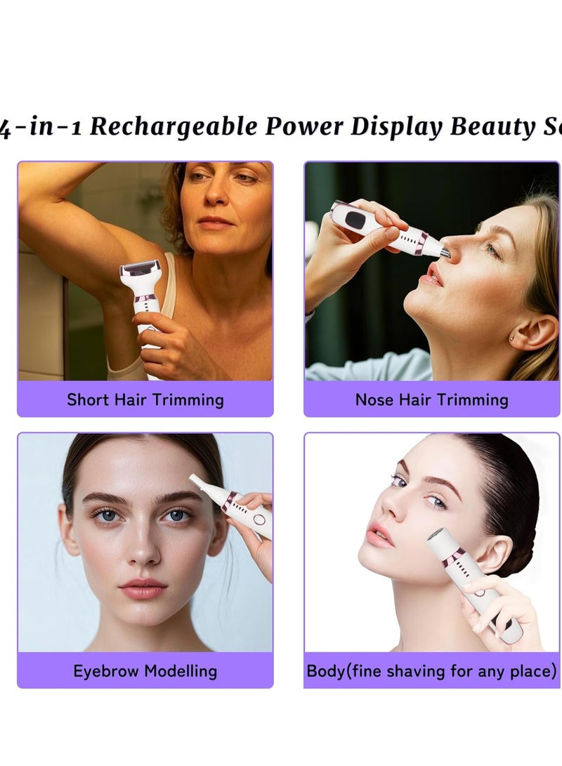 general Electric Razor for Women Men,4 in 1 Painless Ladies Wet & Dry Body Razors and Facial Hair Remover,Rechargeable Led Display Hair Removal Kit for Nose Face Body Leg Bikini Arm Hair - Image 2