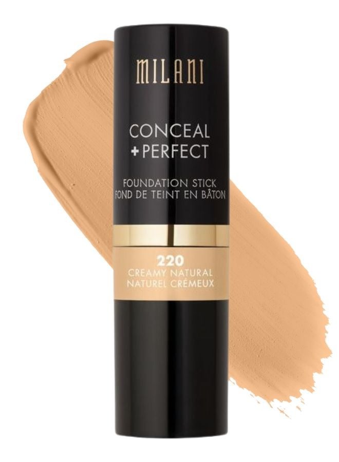 Milani Conceal + Perfect Foundation Stick - 220 Creamy Natural (0.46 Ounce) Vegan, Cruelty-Free Cream Foundation - Cover Under-Eye Circles, Blemishes & Skin Discoloration for a Flawless Finish - Image 1