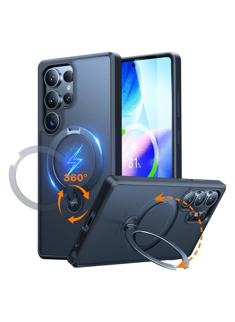 TORRAS 360° Spin Magnetic Stand for Samsung Galaxy S25 Ultra Case, Fit for Magsafe, Mil Grade Slim Protective S25 Ultra Case with Kickstand & Ring Holder, Ostand Spin, Translucent Forested Black  - Image 1