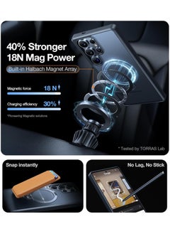 TORRAS 360° Spin Magnetic Stand for Samsung Galaxy S25 Ultra Case, Fit for Magsafe, Mil Grade Slim Protective S25 Ultra Case with Kickstand & Ring Holder, Ostand Spin, Translucent Forested Black  - Image 5