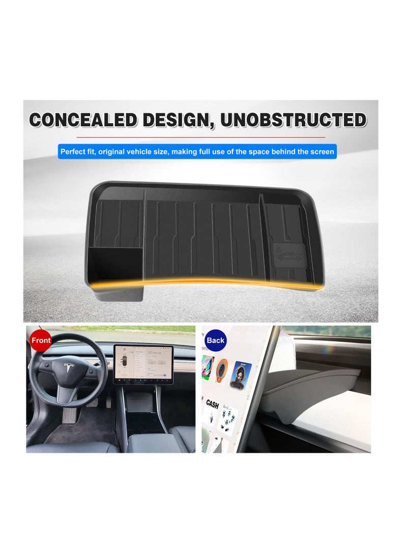 Generic 2023 New Upgraded Tesla Model 3/Y Center Console Organizer Tray Accessories, Screen Rear Storage Box Dashboard Hidden Tray Non-Slip Sunglasses Holder Interior Accessories, Black  - Image 3