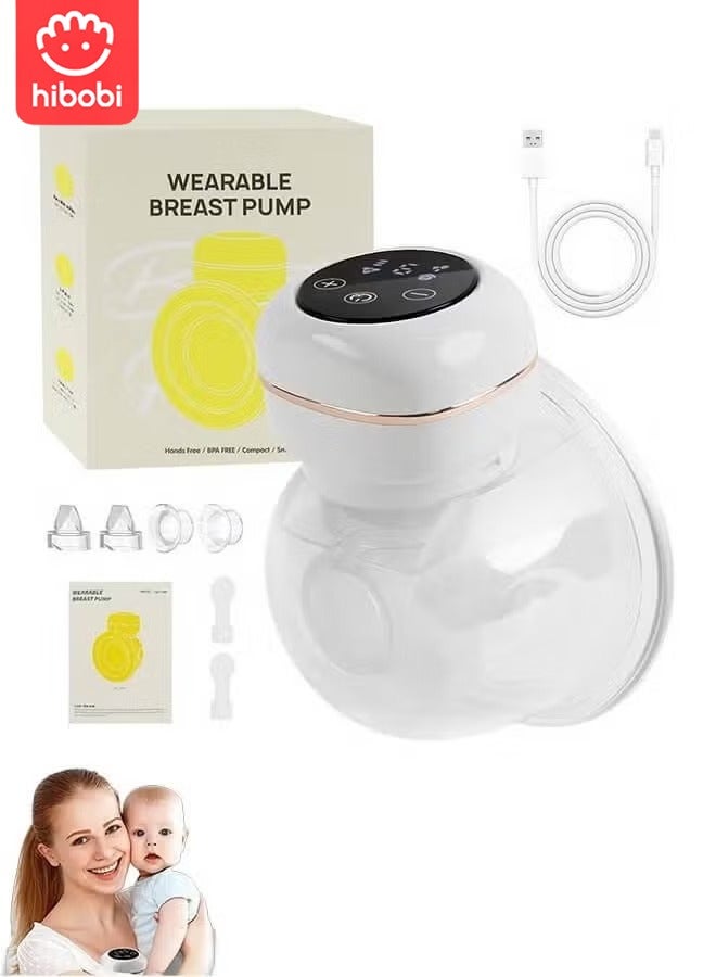 هيبوبي مضخة الثدي الكهربائية القابلة للارتداء بدون استخدام اليدين مع شاشة LCD، 9 مستويات ووضعين قابلة لإعادة الشحن مع وضع التدليك - Image 1