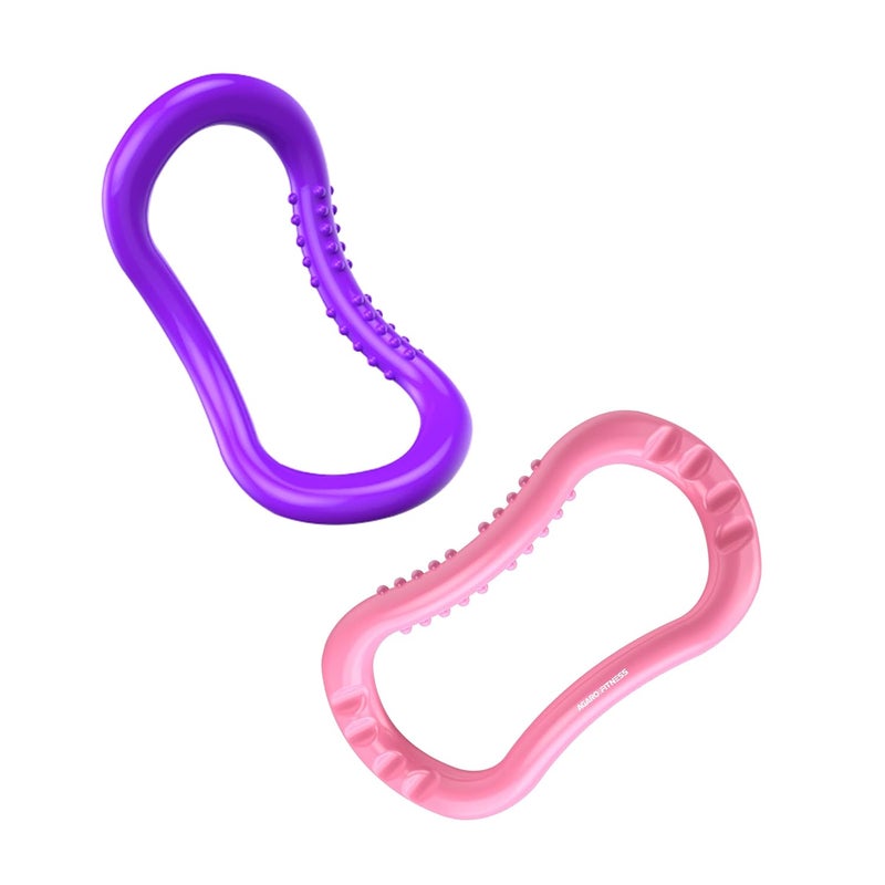 AGARO YR1421, Yoga Ring, 2 Piece, Great for Yoga, Mobility, Pilates, Stretch & Support, Magic Circle, Fascia Massage, Training Ring for Back and Leg Support for Home & Gym Workout, Purple & Pink - Image 1