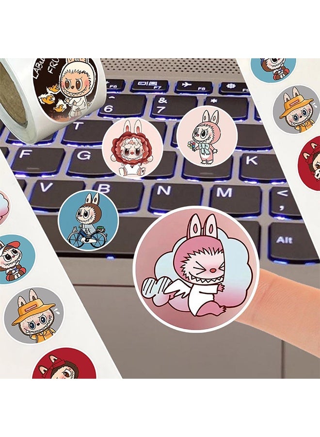 Lemon 500Pcs Labubu Stickers Rolls 14 Style Labubu Cartoon Funny Cool Stickers Vinyl Seal-Adhesive Label Decal for Adult Boy Girl Laptop Phone Skateboard Window Tumblers Bumper Teens  - Image 2