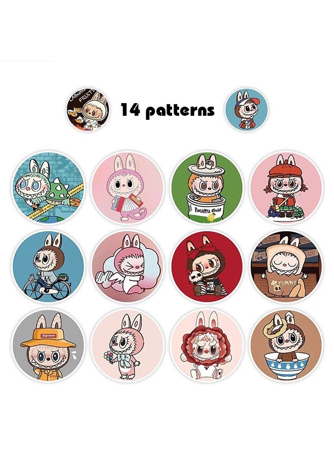 Lemon 500Pcs Labubu Stickers Rolls 14 Style Labubu Cartoon Funny Cool Stickers Vinyl Seal-Adhesive Label Decal for Adult Boy Girl Laptop Phone Skateboard Window Tumblers Bumper Teens  - Image 3