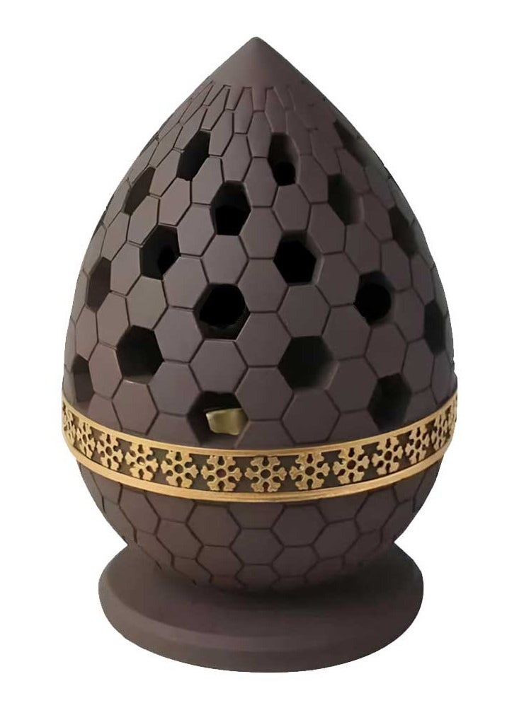 Bakhoor BoSidin Ceramic Incense Burner - Golden Metal Tray Inside - Dome Style Oud Burn Stand Used for Indoor Air Purification/Home Decoration/Meditation  - Image 1